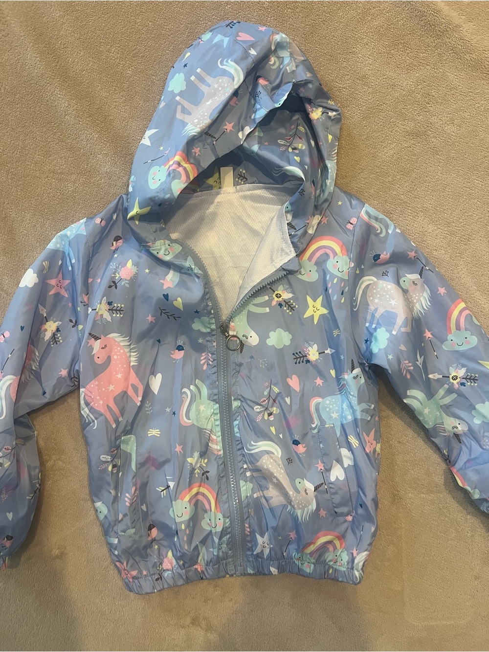 Source Unknown Light Blue Unicorn & Rainbow Hooded Kids Raincoat